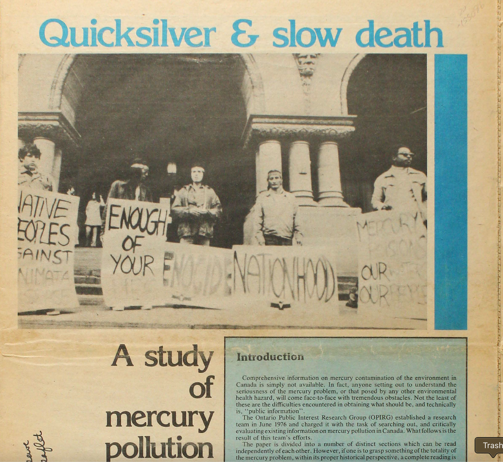 Quicksilver and Slow Death - A history of mercery pollution in NW Ontario